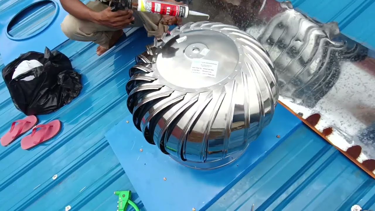 cara pemasangan  turbin ventilator atap gudang
