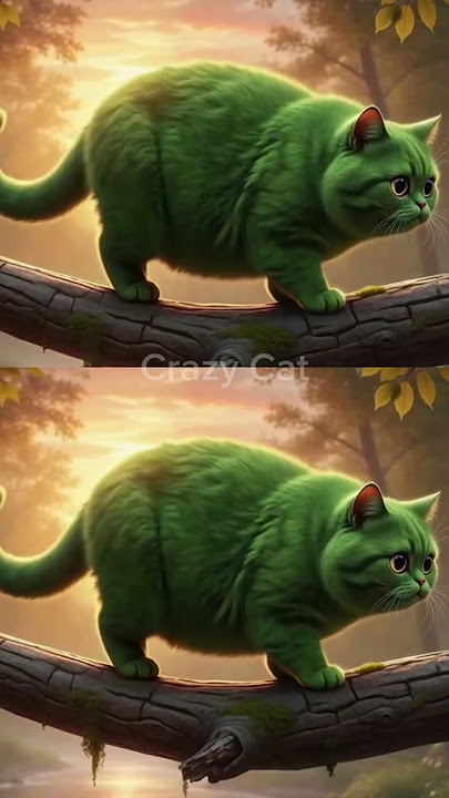 Download lagu 🐱 Cute Green Fat Cat Walking on a Tree Bridge | Funny & Adorable Cat #catlovers #catshorts