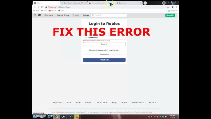 Fix roblox an unknown error occurred please try again