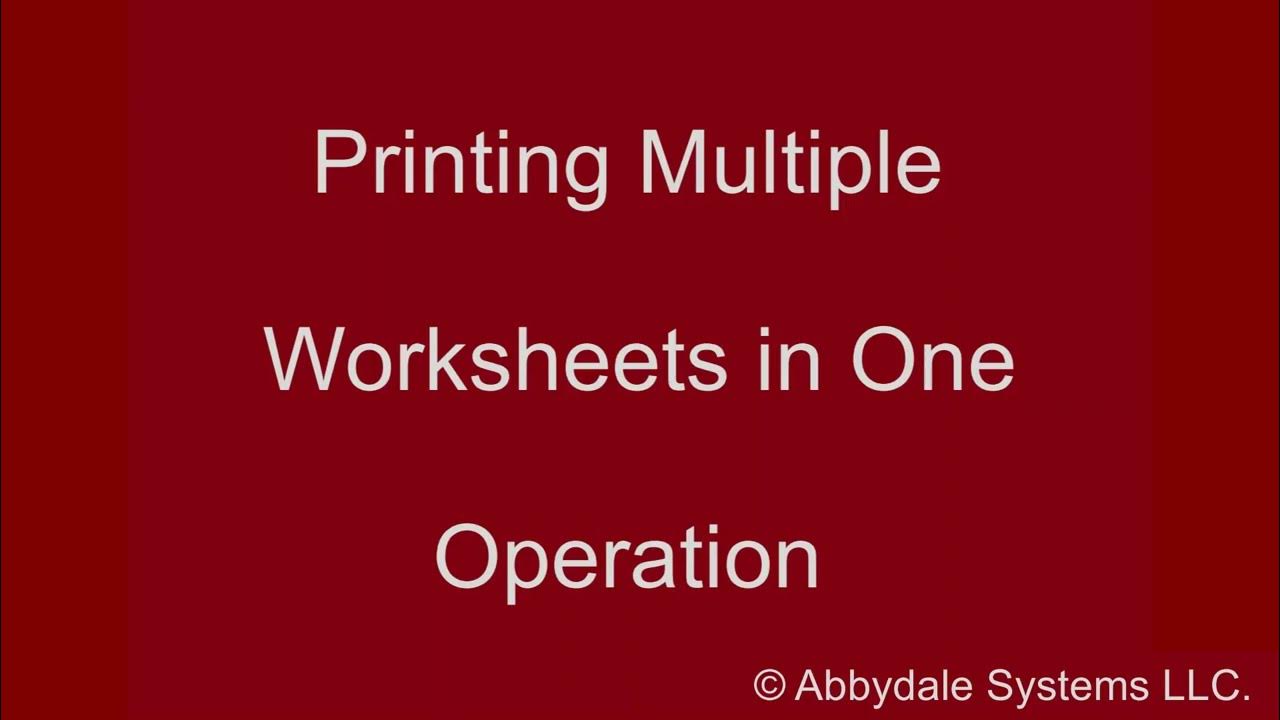printing-multiple-worksheets-in-excel-with-one-operation-youtube