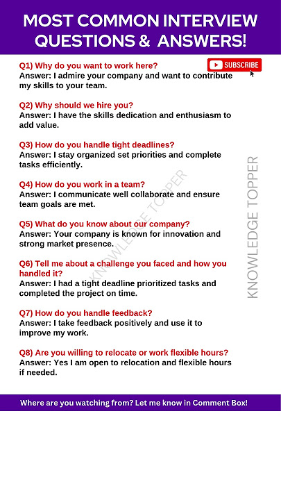8 Most Common Job Interview Questions and Answers