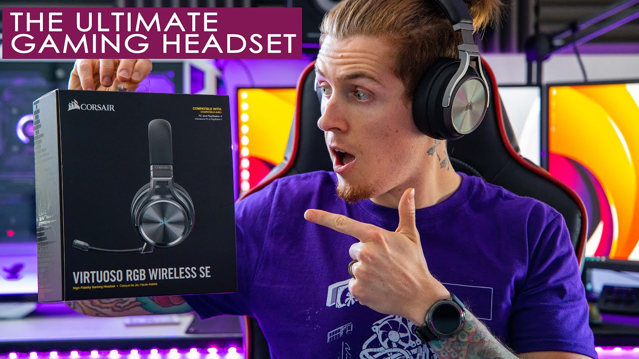 Corsair Virtuoso RGB Wireless Gaming Headset - High-Fidelity 7.1 Surround  Sound w/Broadcast Quality Microphone - Memory Foam Earcups - 20 Hour  Battery