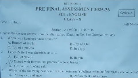 HSLC 2026 Pre Final Examination|English Question Paper with solved MCQs|Revisionary Exam 2025-26|