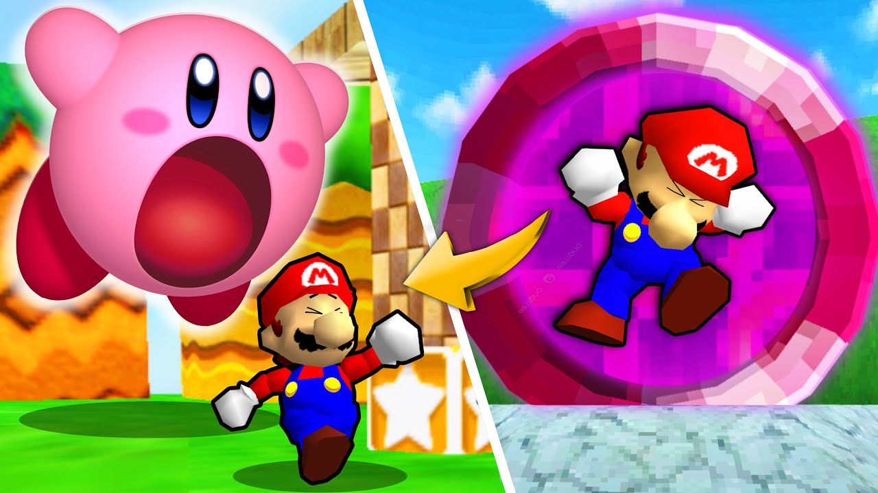 MARIO 64 pero CREAMOS un PORTAL a la DIMENSIÓN de KIRBY