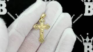 Jesus Crucifix Clover Cross DC 10K Yellow Gold Pendant | Solid Gold Christian Jewelry