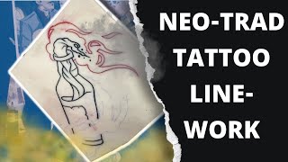 NeoTraditional Line Work Tutorial| Molotov Cocktail Tattoo Design (Part 1)