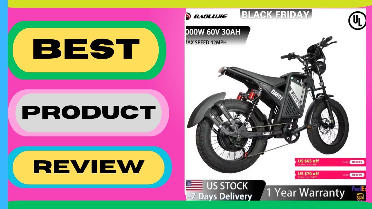 【1 Year Warranty】BAOLUJIE DM01 Motor Electric Bicycle 60V 30AH Battery Max Speed 42 MPH