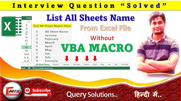 How to Get All Sheet Names in Excel | List All Sheet Names in Excel Workbook | Interview Query