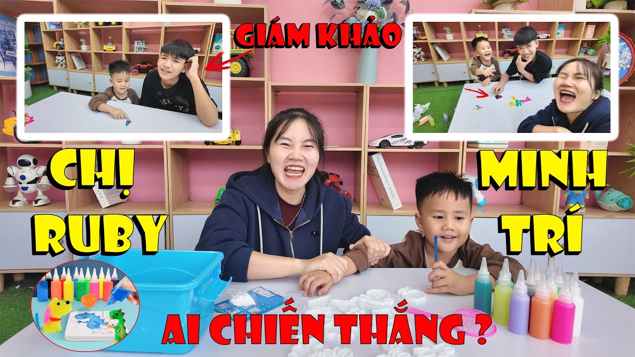 Làm Các Con Vật Bằng Màu 3D - Chị Ruby Mời Minh Khoa Làm Giám Khảo Chấm Điểm | Minh Trí Family