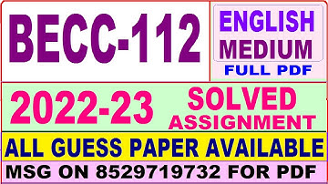 becc 112 solved assignment 2022-23 / becc 112 solved assignment in English / ignou ba economics