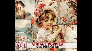 Vintage Poppies Junk Journal Kit