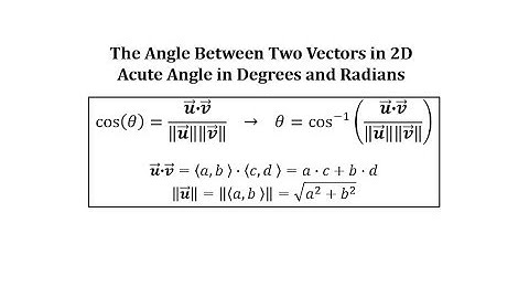 The Angle Between Two Vectors in 2D: Acute Angle in Degrees and Radians
