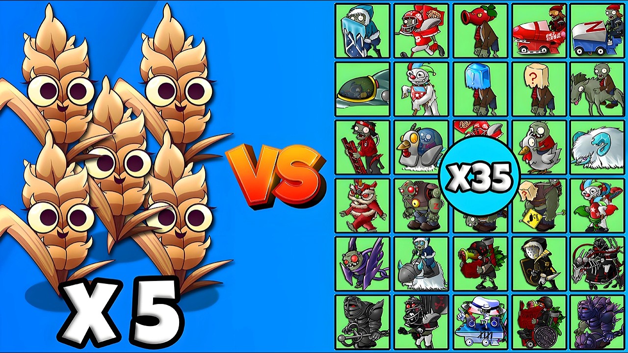 5 Barley Plants Fusion vs All Zombies x35 - PVZ Fusion