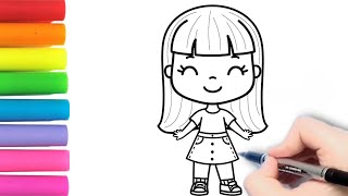How to Draw a Cute Little Girl Easy from Basic Shapes | Coloring and drawing for toddlers