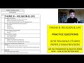 THEME B RELIGION & LIFE - PAST PAPER PRACTICE QUESTIONS (GCSE RELIGIOUS STUDIES)