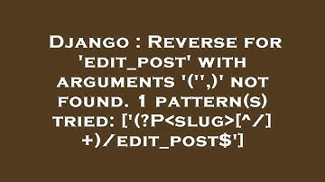 Django : Reverse for 