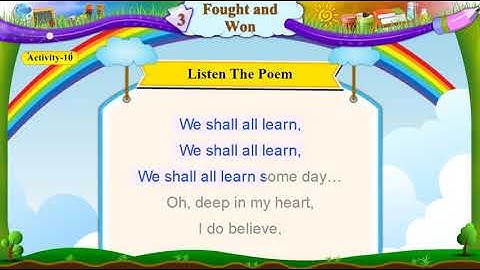 Std 6 Sem 1 English Unit 3 Fought And Won Activity 10 We shall all learn