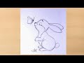 Simple and easy pencil drawing of bunny with butterfly/butterflydrawing with rabbit