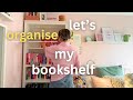 organise my bookshelf with me | colourful shelf organisation