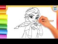 Drawing Elsa from Frozen❄️! Easy Step-by-Step Coloring for Kids & Toddlers