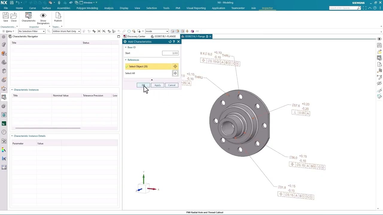 Dodawanie charakterystyk w NX Inspector