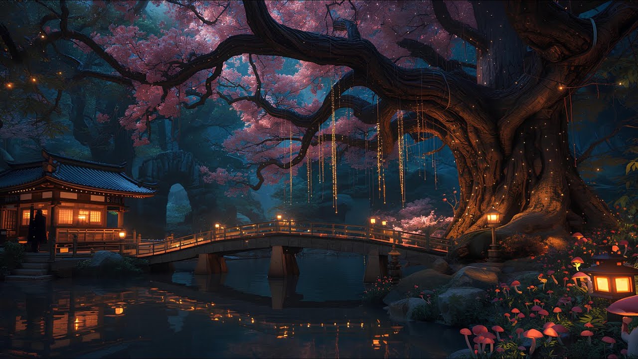 Japanese Enchanted Forest 🌸 8 Hours of Relaxing Water & Nature Sounds ✨ Sleep Ambience [4K]