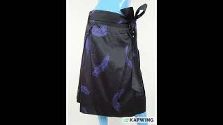 Marc Jacobs Black Purple Peacock Feather Print Modest Skirt M 8 10 w Belt Sash