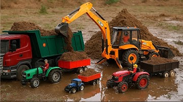 JCB 5CX Mega Sand Loading with Tata 2518 Truck | Arjun Novo Tractor | Kids Cartoon