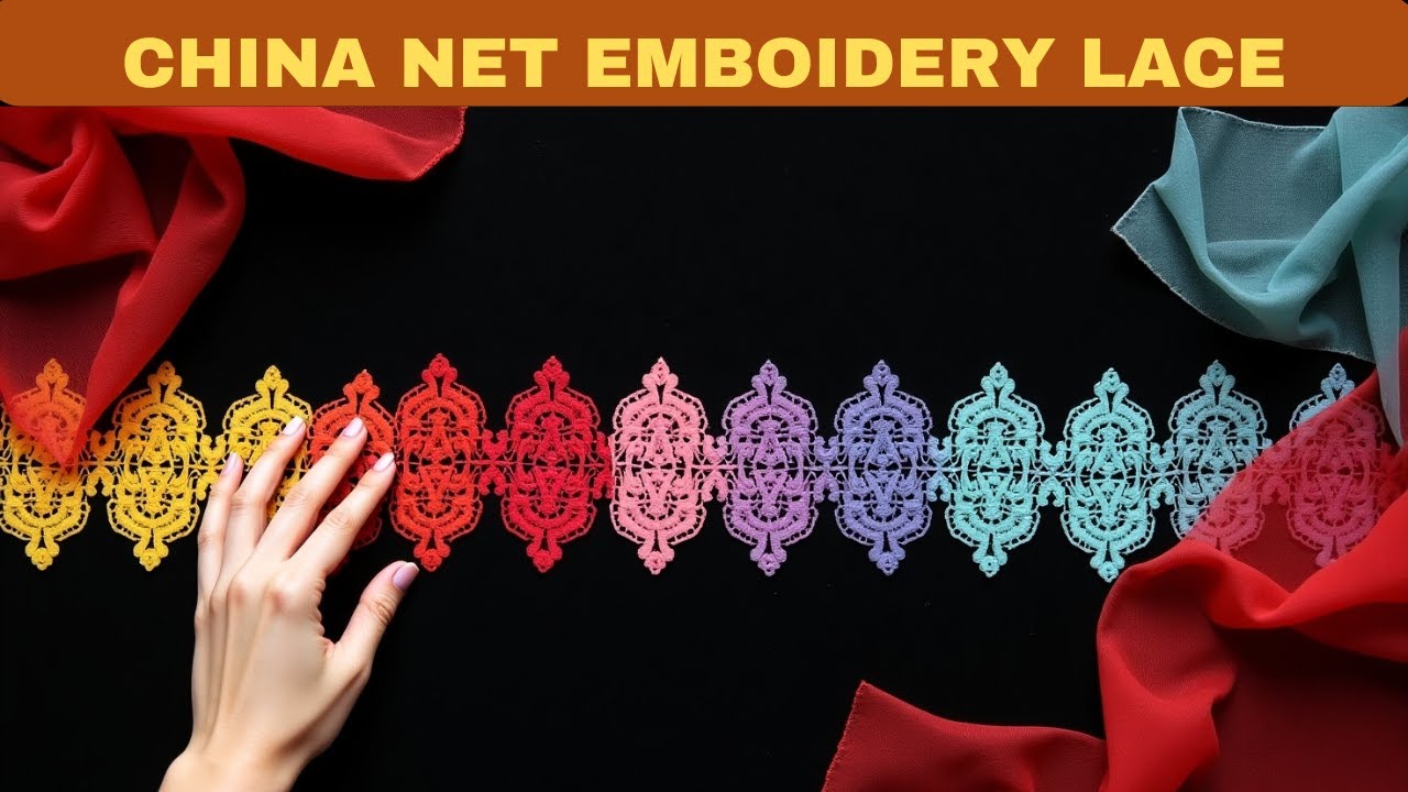 "Latest China Embroidery Sequence Lace | Multi-Color Fancy Laces for Dresses & DIY | 2025 Trend"