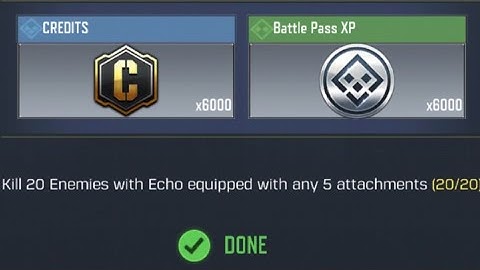 Call Of Duty Mobile Kill 20 Enemies with Echo equipped with any 5 attachments Task Complete