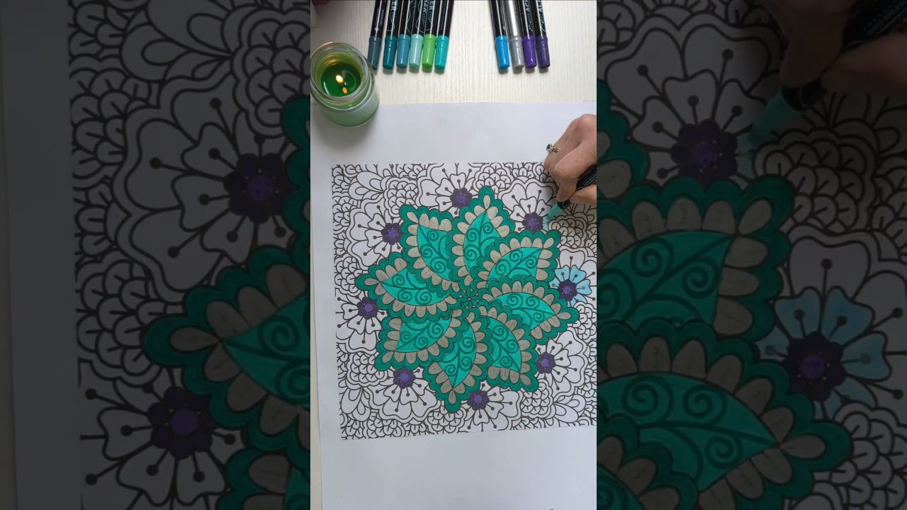 Timelapse mandala verde morado @Psicomandalas 