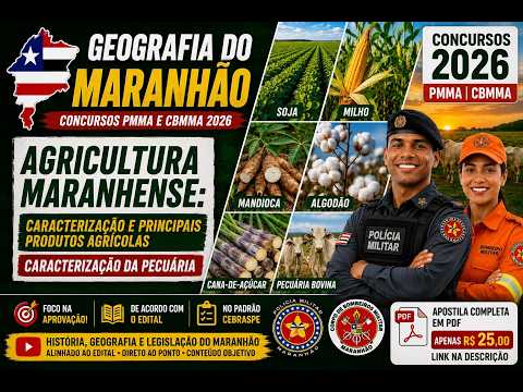 Agricultura maranhense: caracterização e principais produtos agrícolas; caracterização da pecuária.