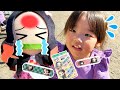 【鬼滅の刃ごっこ】公園のブランコでねずこが落ちて泣いちゃった!鬼滅の刃ばんそうこうでお手当てするよ! 寸劇 お出かけ お外遊び 4歳