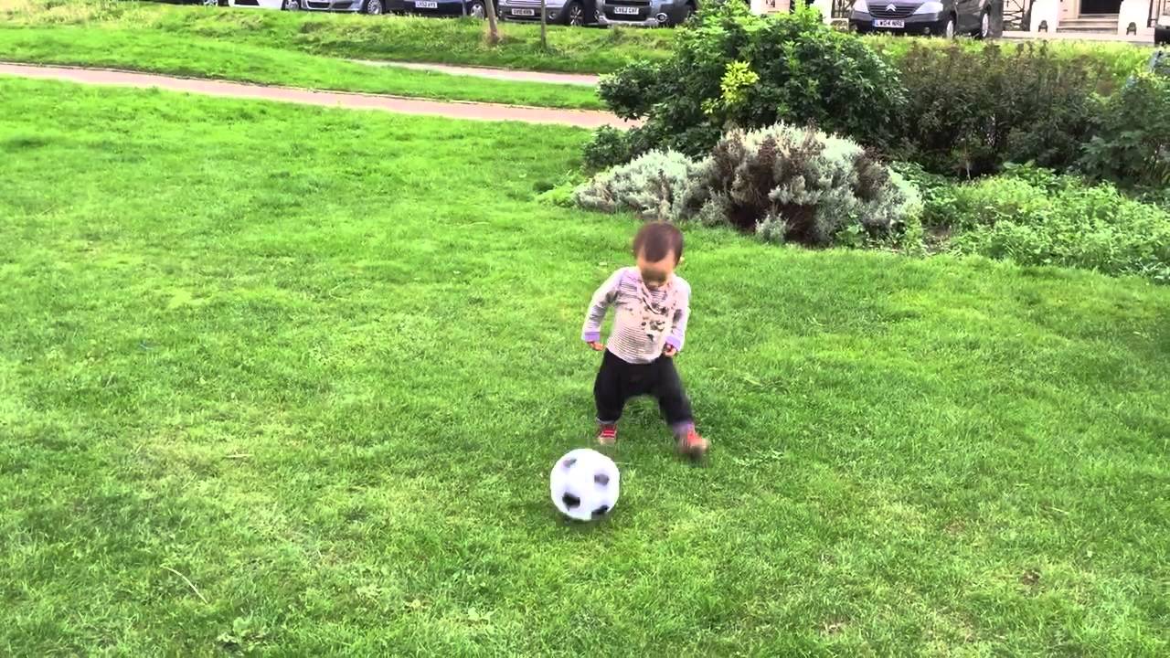 14 month old baby plays football YouTube