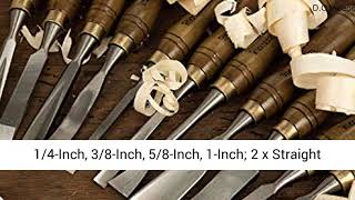 IMOTECHOM 12-Pieces Woodworking Wood Carving Tools Chisel Set with Walnut Handle,Wooden Storage Case