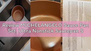 Review MICHELANGELO Sauce Pan Set, Ultra Nonstick Saucepan Set of 3, Ceramic Saucepans with Lids, 1