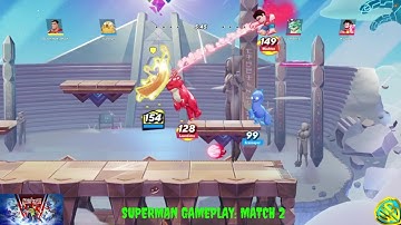 MultiVersus Beta: Superman (Match 2): Superman & Jake vs Reindog & Steven Universe gameplay.
