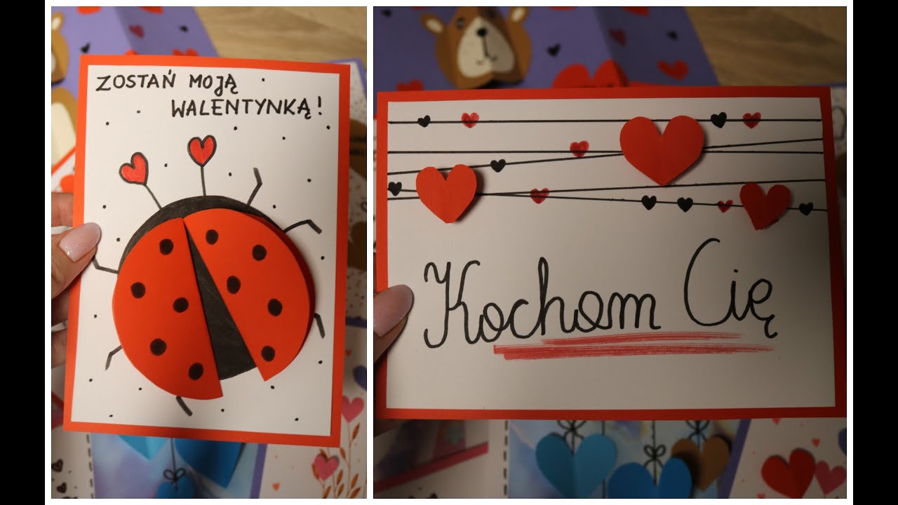 Kartki Na Walentynki Ręcznie Robione Proste Walentynki DIY | Ręcznie robione kartki Walentynkowe | Valentine