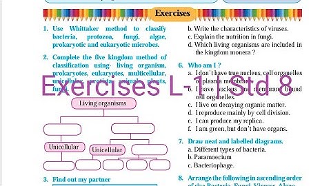L.1 | Std 8 Science | Exercises | Living World and Classification of Microbes