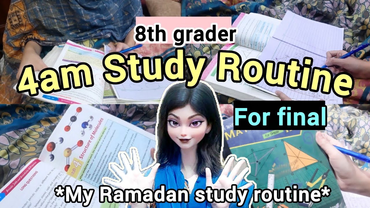 4am Study Routine as 8th grader🎀💐 ( study, finals, Ramadan)