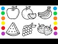 How to Draw Fruit for Kids 🍉🍋🍎🍌🍓🍇 Drawings for Kids | Fruit Coloring Pages for Kids