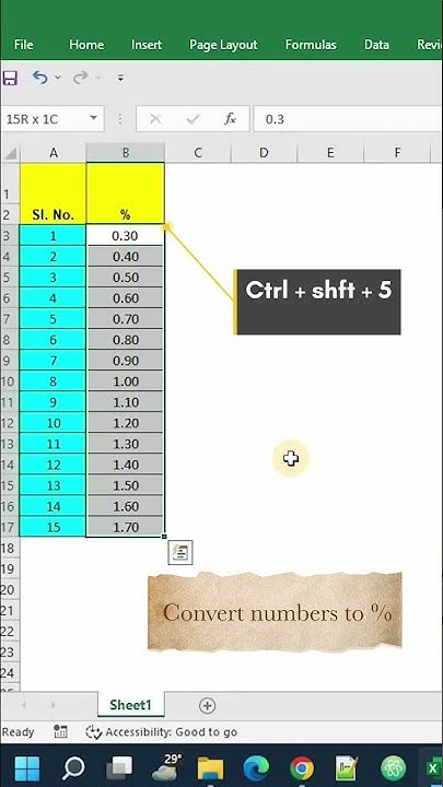 Shortcut to convert Numbers into percentage in #excel #exceltips # ...