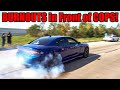 Chargers BURNOUT In Front of COPS Leaving Car Meet! (Total INSANITY!)