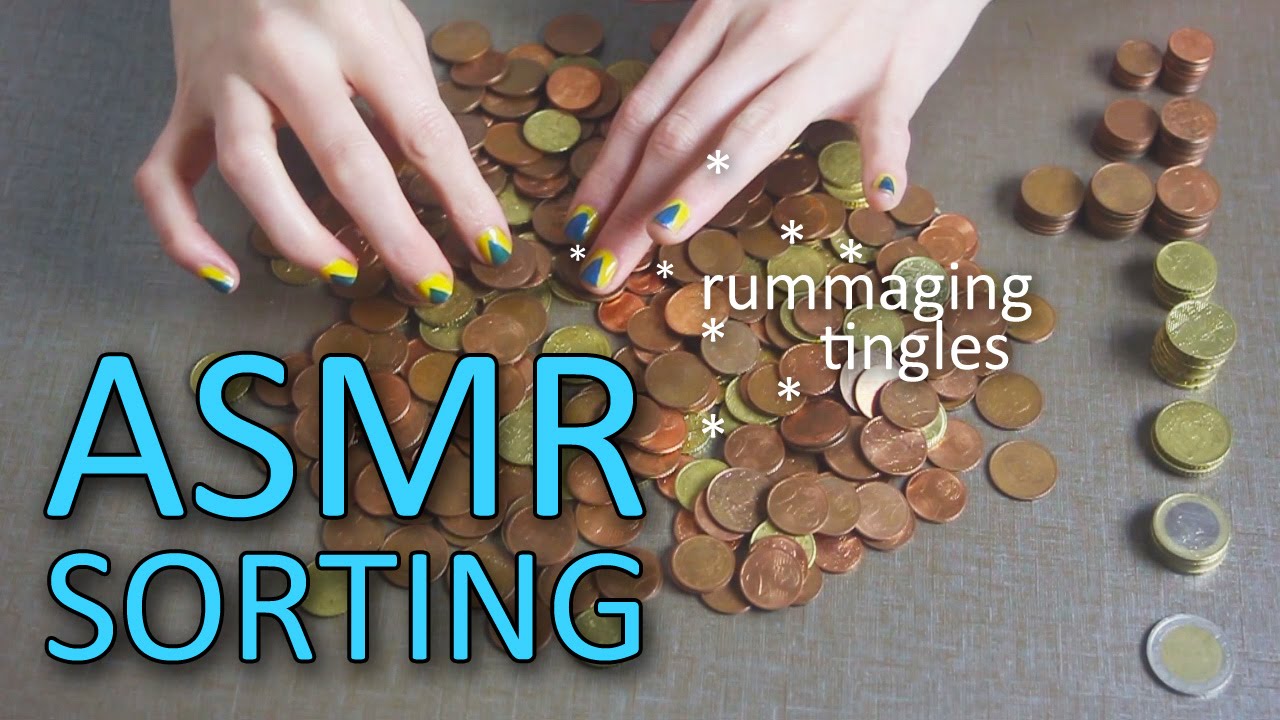ASMR Coin/money sorting (🎧 no talking, rummaging tingles, sorting, metal sounds, change, Euros)