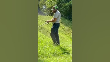 Stihl FS 94r trimming EXTREMELY steep hill!