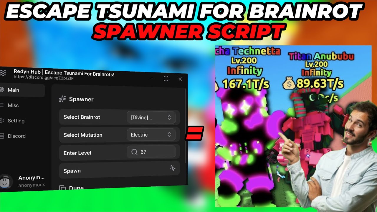 [2026 UPDATED] Redyn Hub Escape Tsunami For Brainrots Spawner Script ...