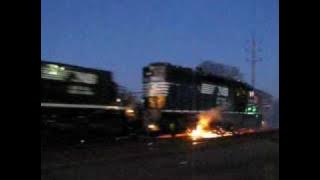 Norfolk Southern Locomotive ON FIRE !!!