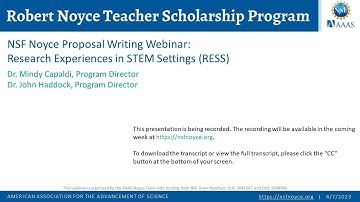 NSF Noyce Proposal Writing Webinar: Research Experiences in STEM Settings (RESS)