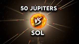 Simulación - 50 JÚPITERS CHOCAN CONTRA EL SOL!
