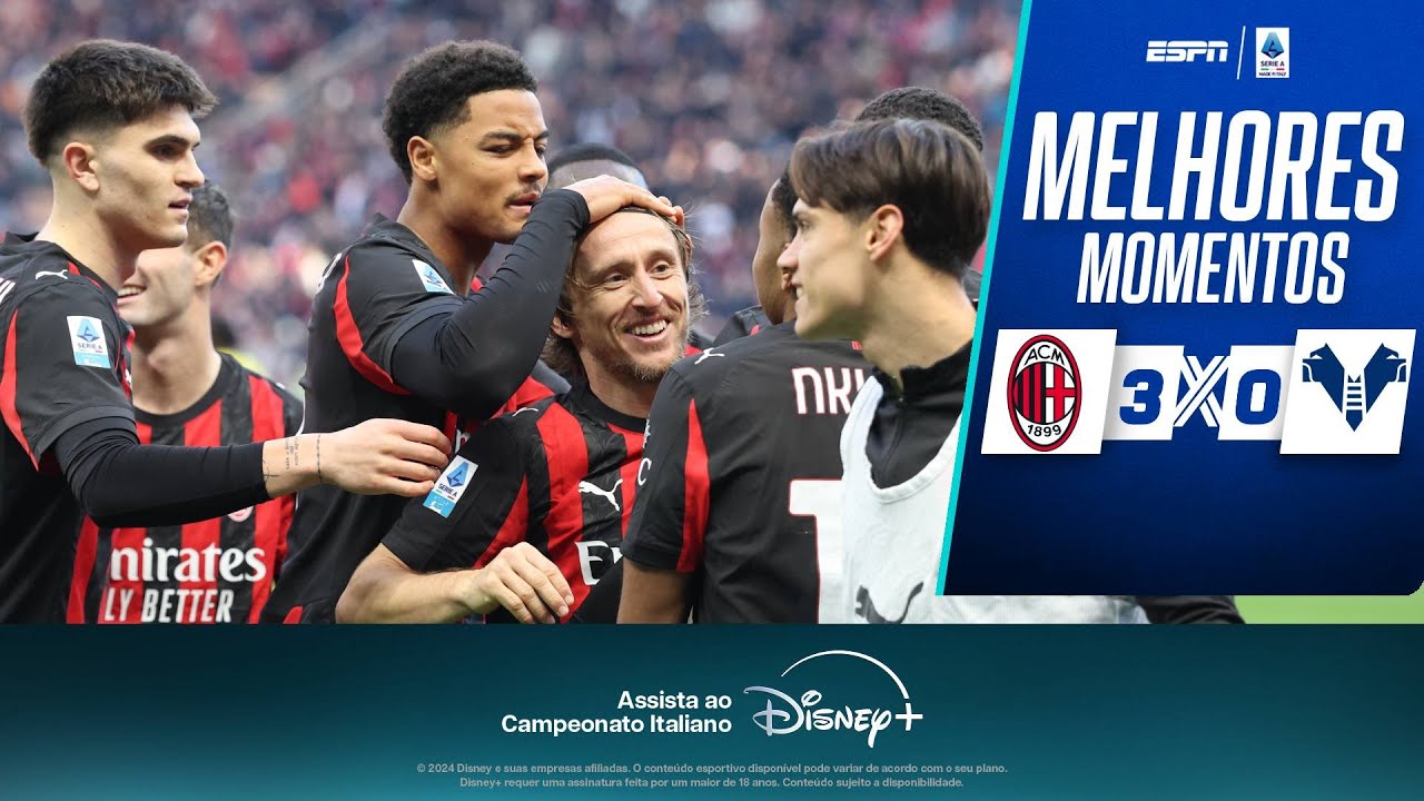 COM SHOW DE MODRIC, PULISIC E NKUNKU, MILAN VENCE COM TRANQUILIDADE O VERONA NO CAMPEONATO ITALIANO